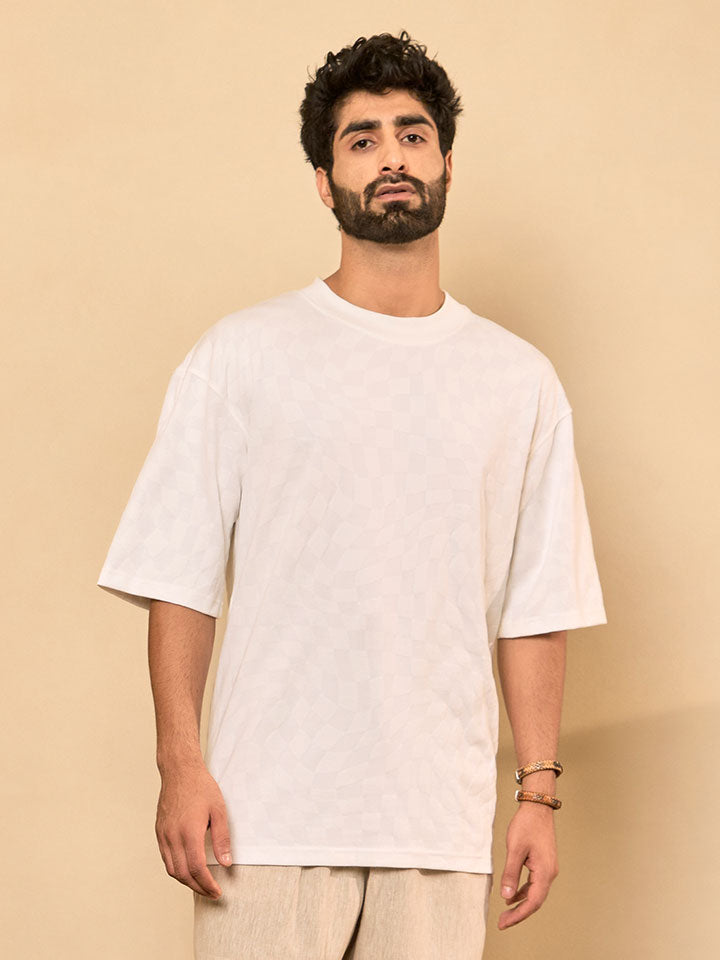 Jacquard Knitted Cotton Tee - Tropic