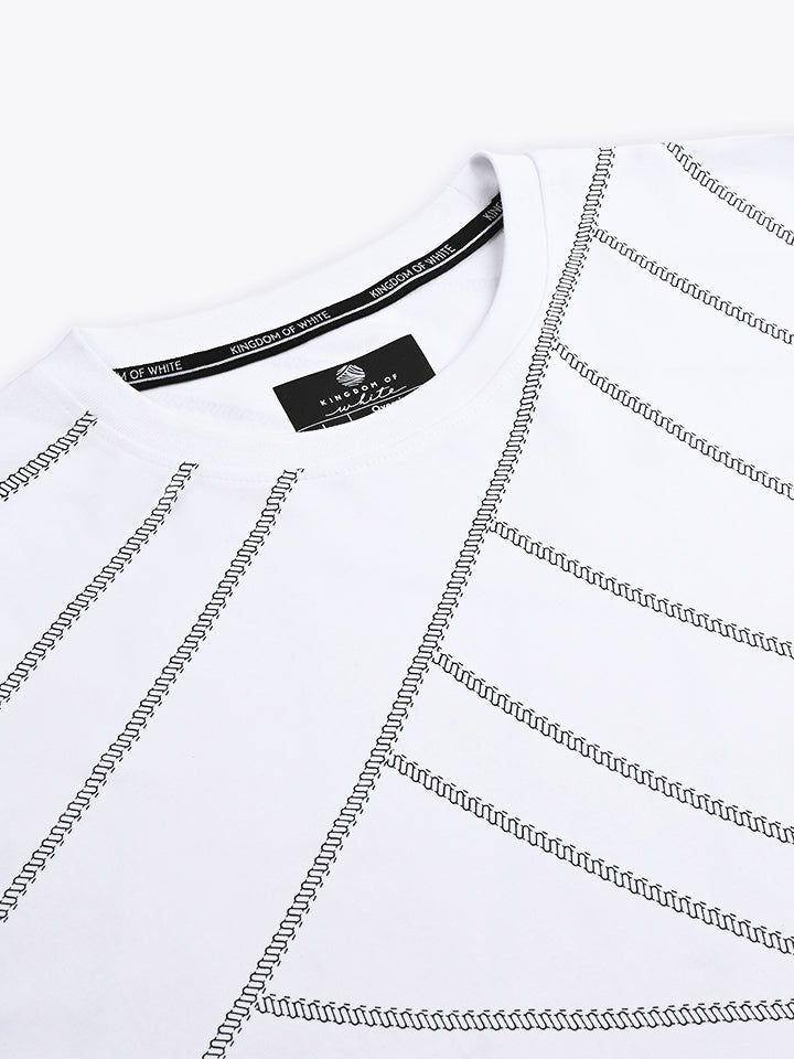 Oversized Printed White tshirt - black & white - Orbit