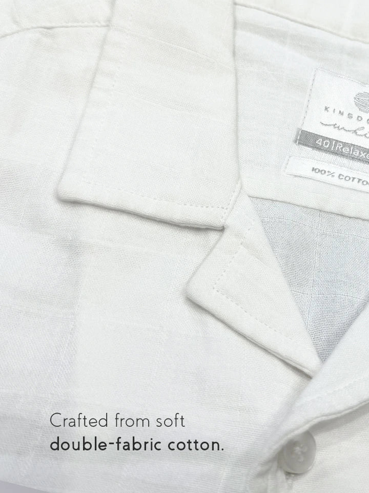 Mykonos 100% Cotton White Printed T-Shirt - Collar