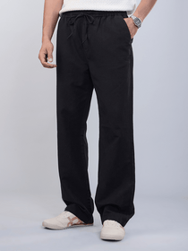 Wanderer black Relaxed Fit Linen Pants