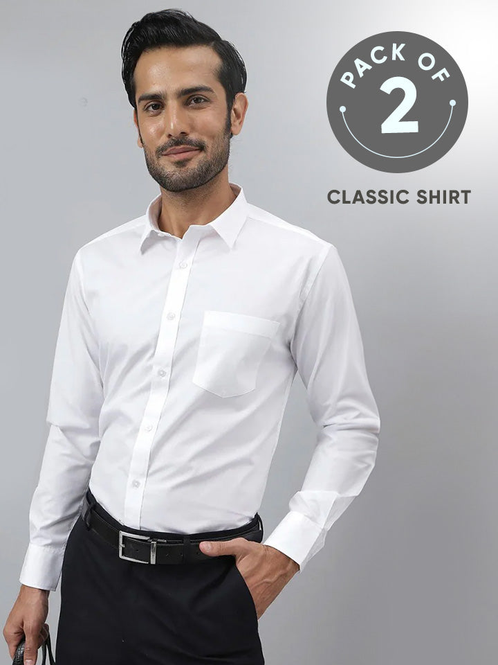 Regular Fit White Shirt - Pristine (Pack of 2)