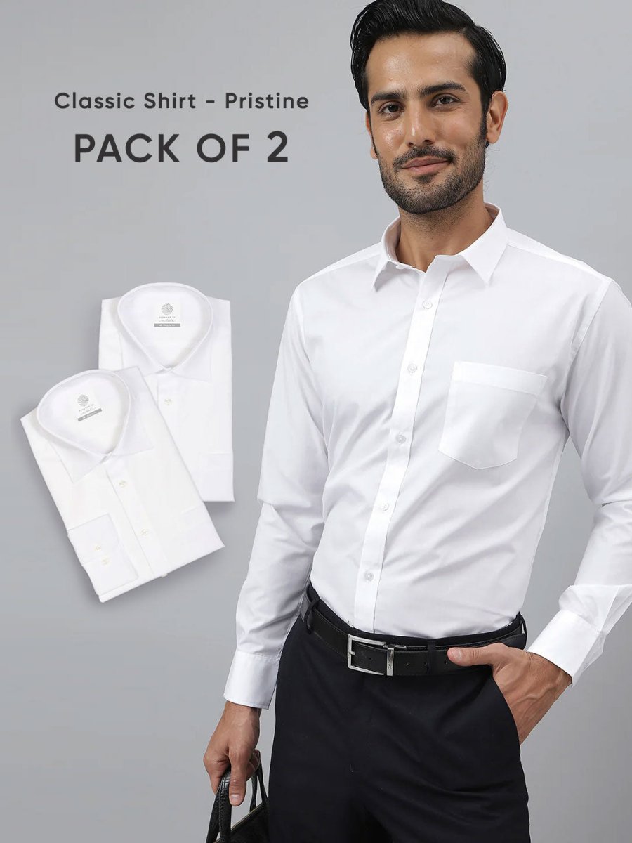 Regular Fit White Shirt - Pristine (Pack of 2)