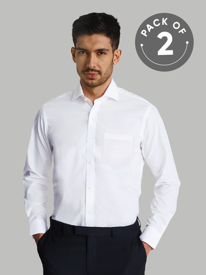 Regular Fit White Shirt - Pristine (Pack of 2)