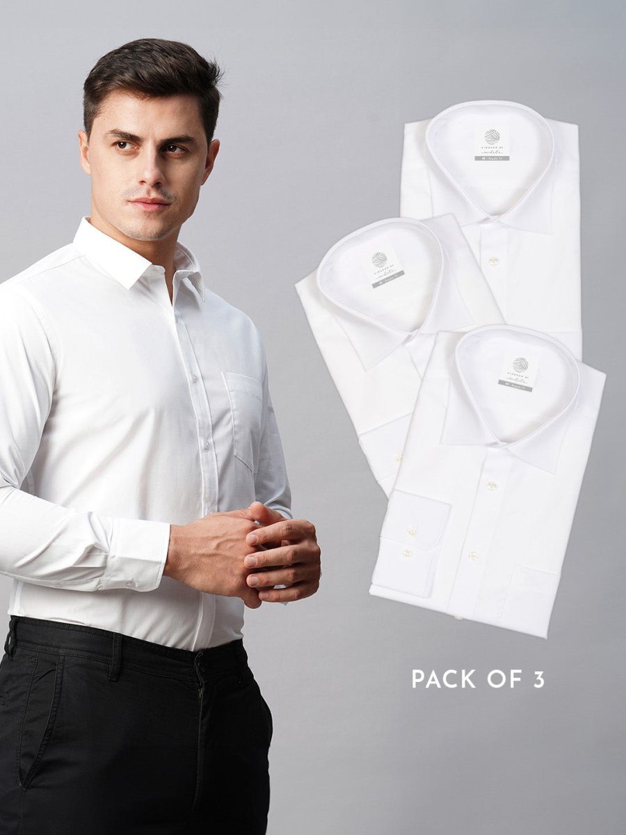 Regular Fiit White Shirt - Pristine (Pack of 3)