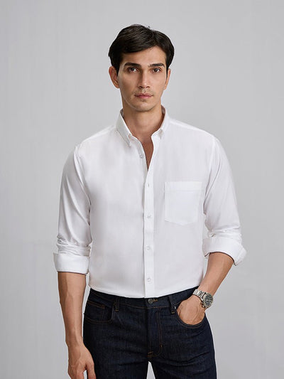 White Oxford Cotton Full Sleeve Shirt - Replay
