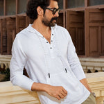 Crossway White Pop Over Hooded Shirt - Rana's favourite