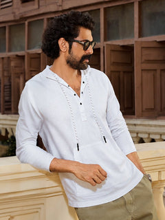 Crossway White Pop Over Hooded Shirt - Rana's favourite