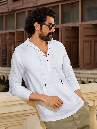 Crossway White Pop Over Hooded Shirt - Rana's favourite
