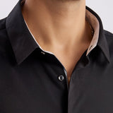 Cotton Satin Stretch Black Party Shirt - Rhythm