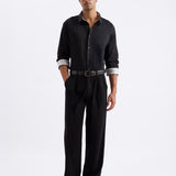 Cotton Satin Stretch Black Party Shirt - Rhythm