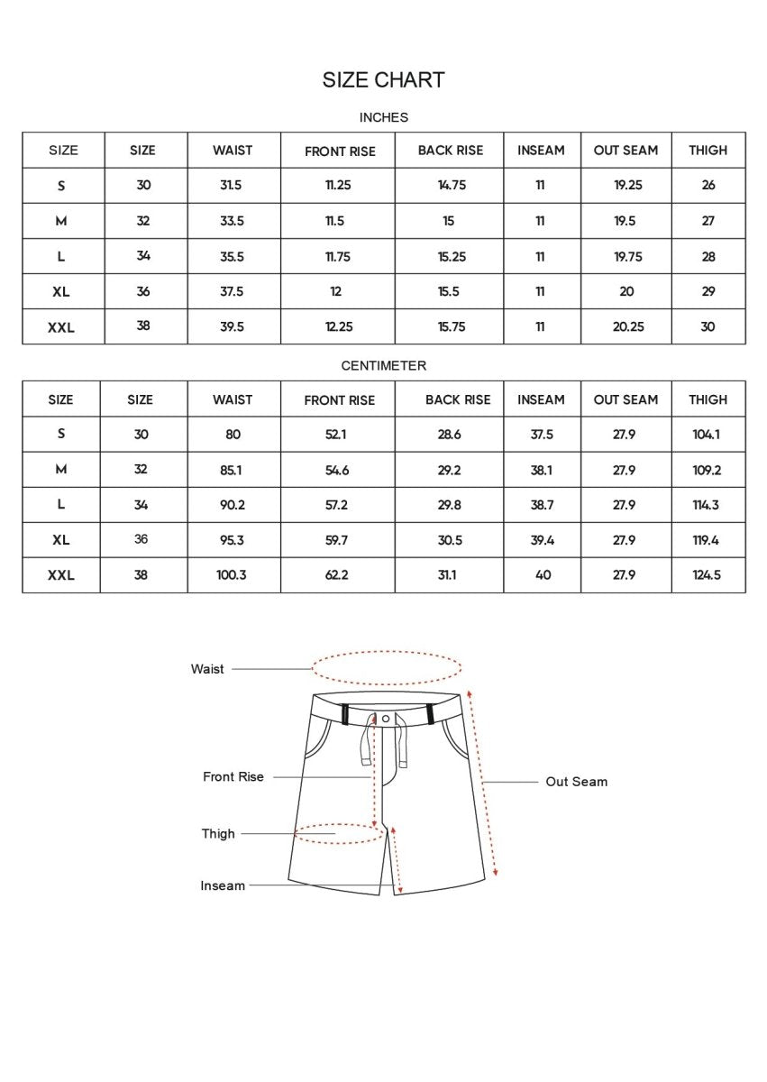 Size chart for Inches