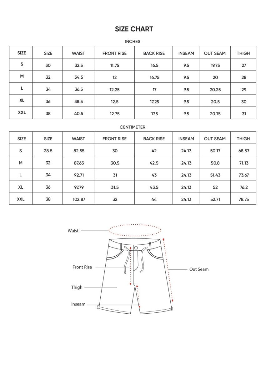 Size chart for Inches