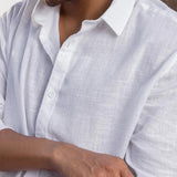 Svetah White Cotton American Placket Shirt