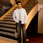 Pinnacle White Woven Cotton Corduroy Jacket