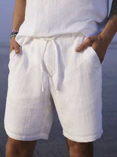 White Cotton Shorts - Zenway