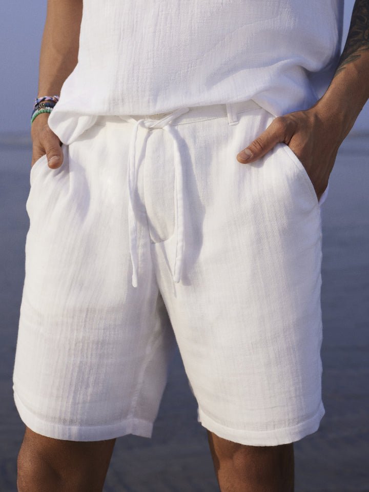 White Cotton Shorts - Zenway