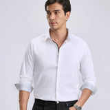 Cotton Satin Stretch White Party Shirt - Zest