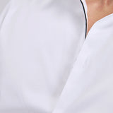 Cotton Satin Stretch White Party Shirt - Zest