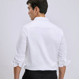 Cotton Satin Stretch White Party Shirt - Zest