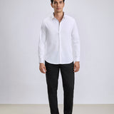 Cotton Satin Stretch White Party Shirt - Zest