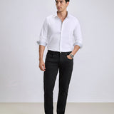 Cotton Satin Stretch White Party Shirt - Zest