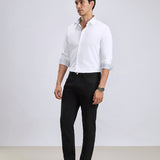 Cotton Satin Stretch White Party Shirt - Zest