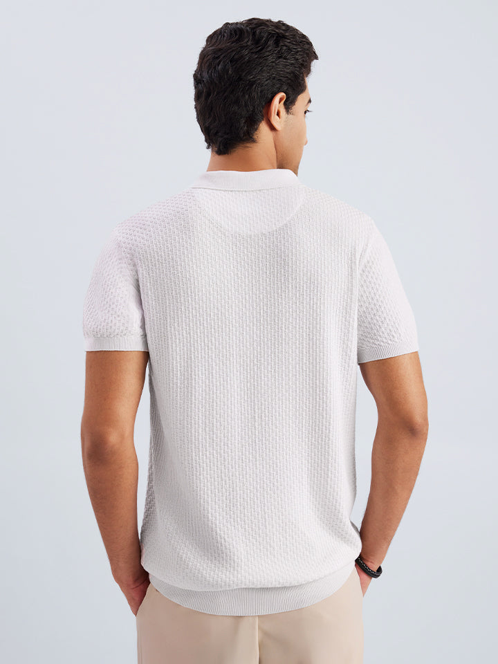 Knitted Zipper T-shirt - Zipped Cream