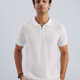 Knitted Zipper T-shirt - Zipped Cream