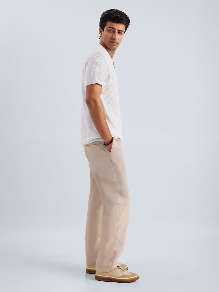 Knitted Zipper T-shirt - Zipped Cream