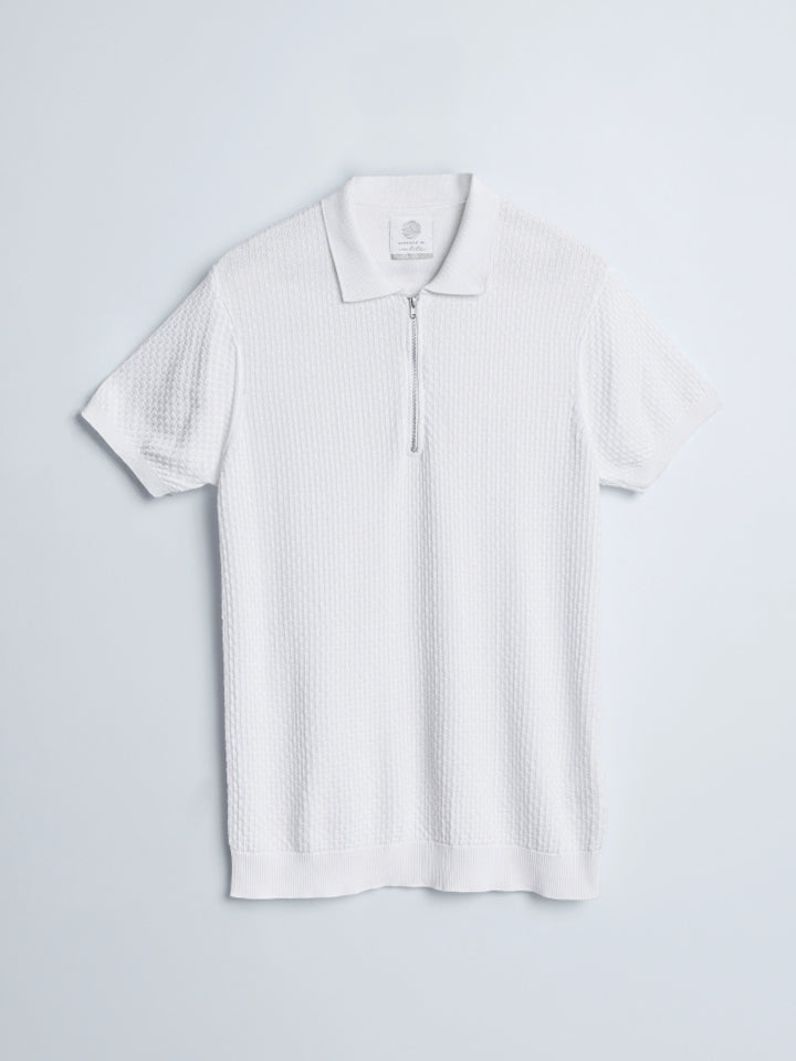 Knitted Zipper T-shirt - Zipped Cream