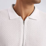 Knitted Zipper T-shirt - Zipped Cream