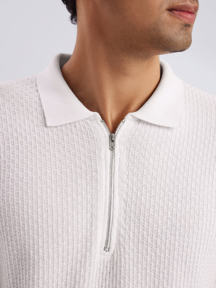 Knitted Zipper T-shirt - Zipped Cream
