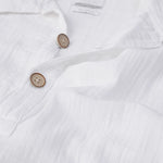 Cuban collar double fabric cotton half sleeve white shirt - overrule