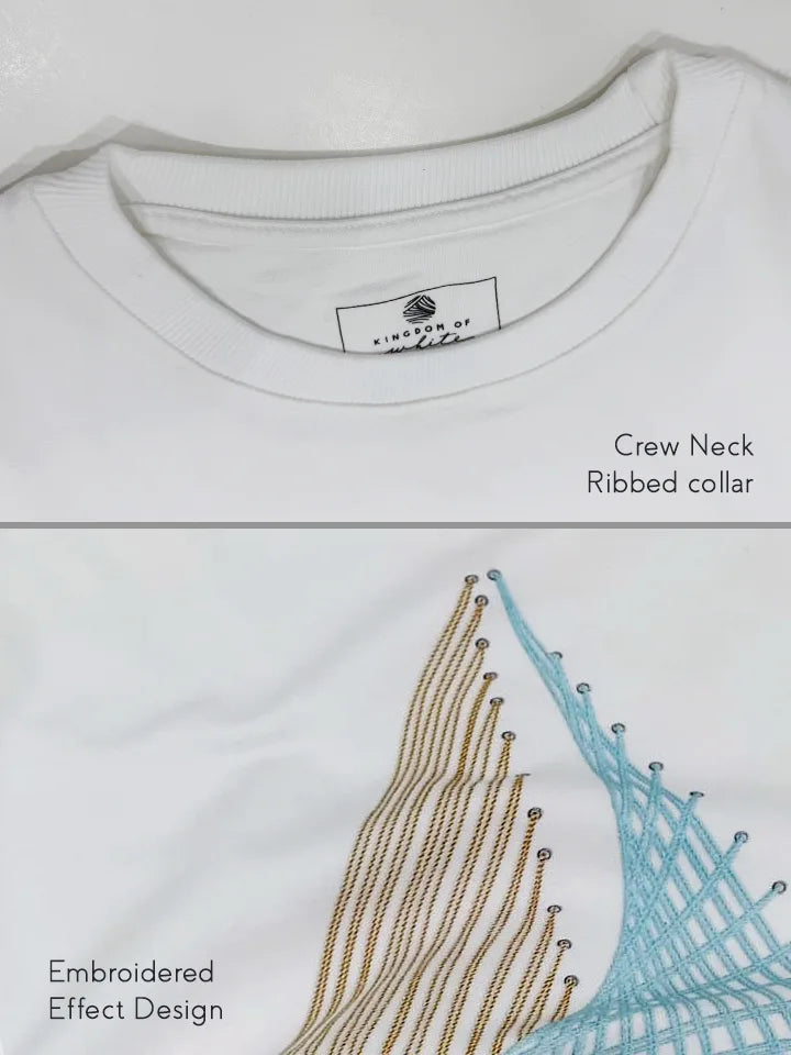 Windward 100% Cotton White Graphic T-Shirt - Embroidery zoom