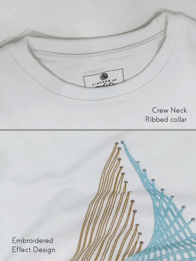 Windward 100% Cotton White Graphic T-Shirt - Embroidery zoom