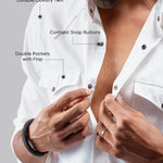 Caravan - Rana's White Cotton Twill Contrast Button Shirt
