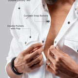 Caravan - Rana's White Cotton Twill Contrast Button Shirt