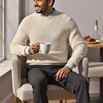 Grizzly White Round Neck Acrowool Sweater