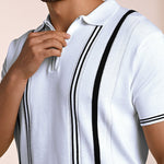 Black & white knitted polo T-shirt – stylish cotton knitwear