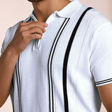 Black & white knitted polo T-shirt – stylish cotton knitwear