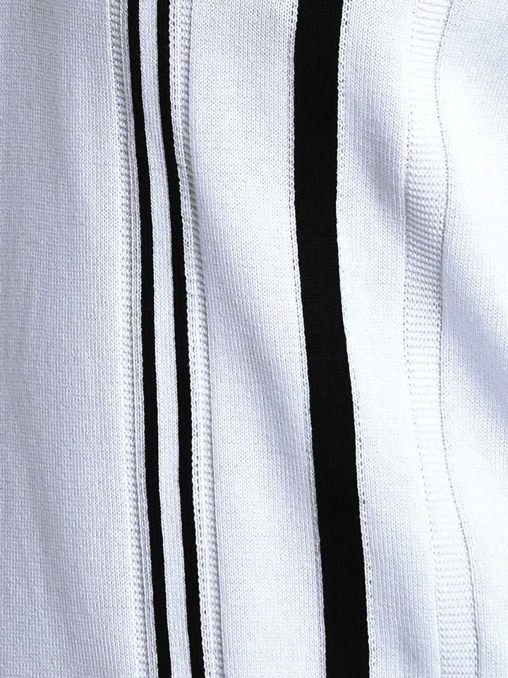 Black & white knitted polo T-shirt – stylish cotton knitwear