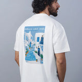 Postcard White Oversized Cotton Graphic Tee