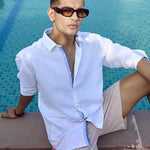 Amalfi Linen white Shirt - Full Sleeve with breathable linen-rich blend