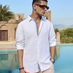 Amalfi Linen white Shirt - Full Sleeve with breathable linen-rich blend