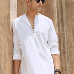 Arc Breathable White Cotton short Kurta