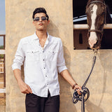 Caravan - Rana's White Cotton Twill Contrast Button Shirt