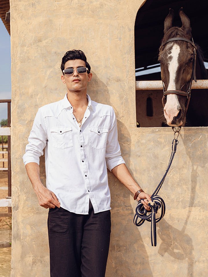 Cotton Twill Biker Shirt - Caravan