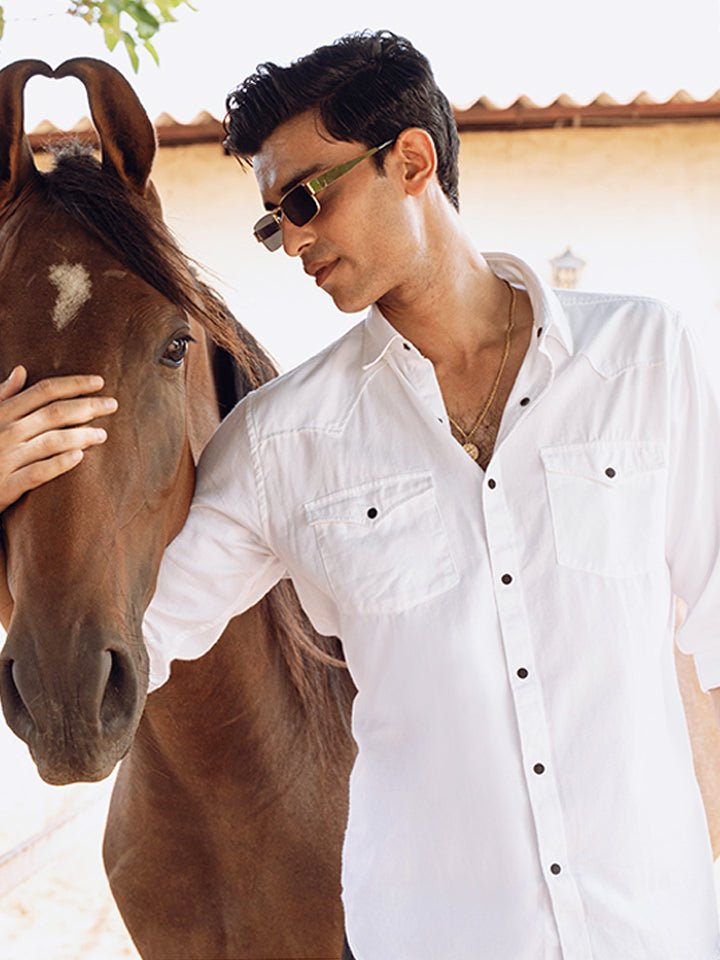 Cotton Twill Biker Shirt - Caravan