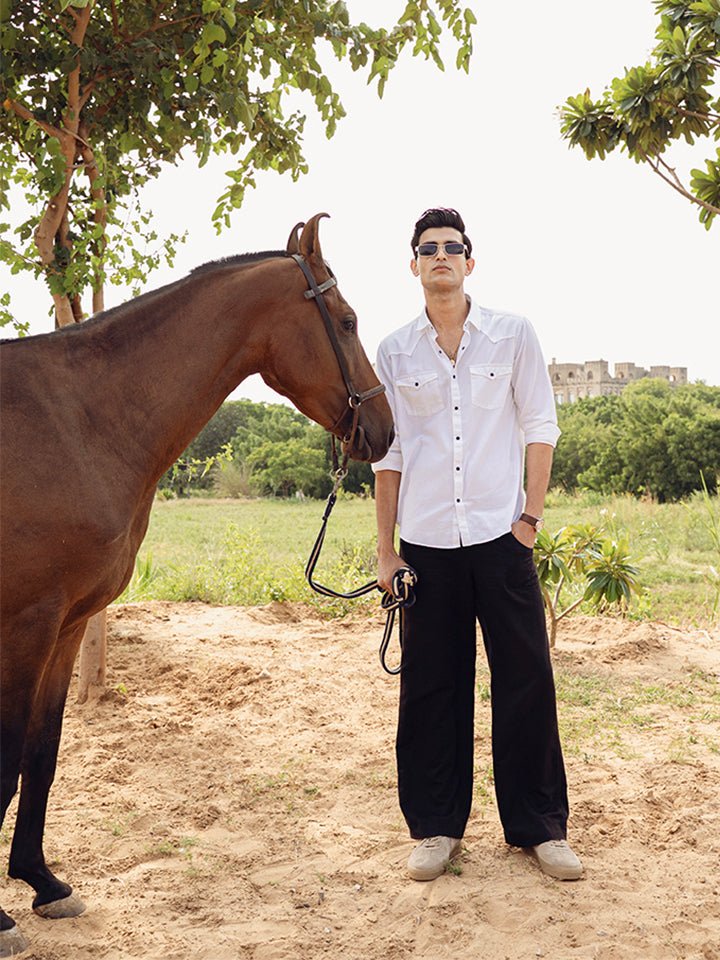 Cotton Twill Biker Shirt - Caravan