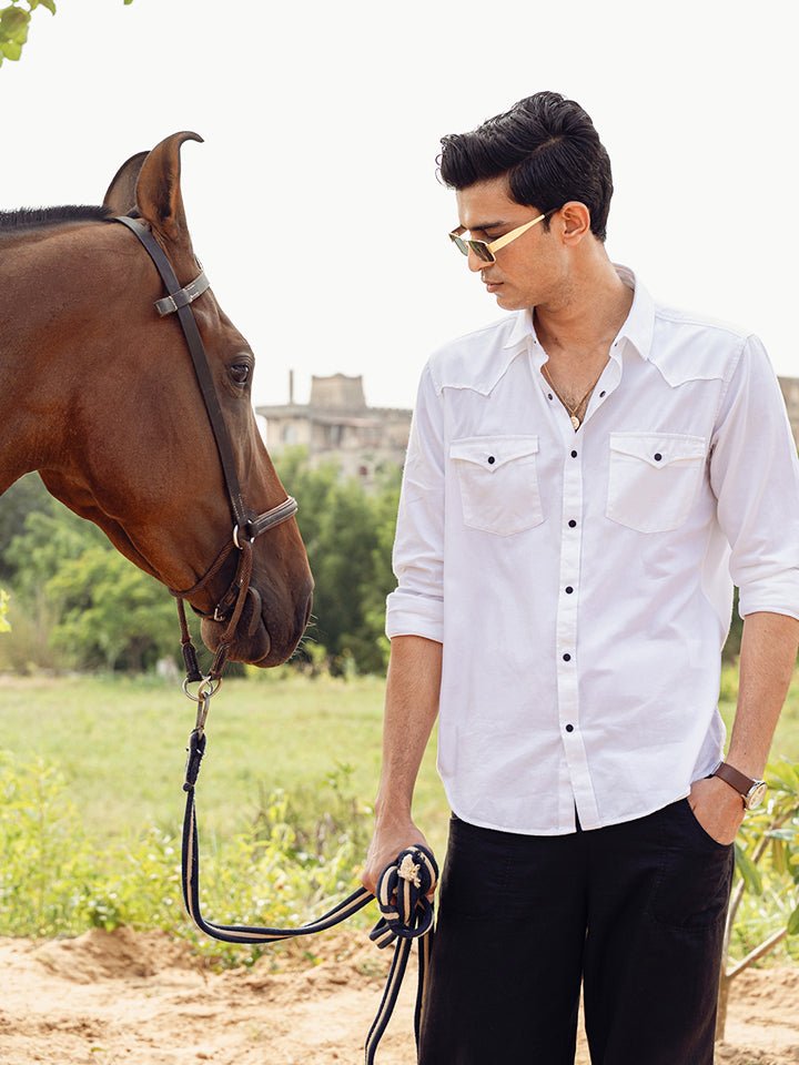 Cotton Twill Biker Shirt - Caravan
